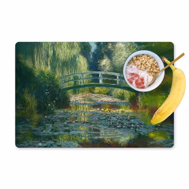 Placemat - 6 stuks - Brug - Hout - Vijver - Waterlelies — 1