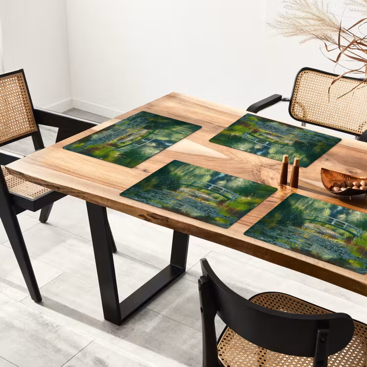 Placemat - 6 stuks - Brug - Hout - Vijver - Waterlelies — 5
