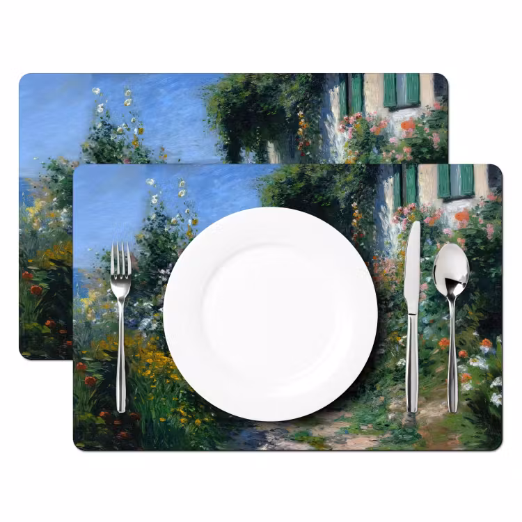 Placemat - 6 stuks - Kat - Vrouw - Bloemen - Huis — 2