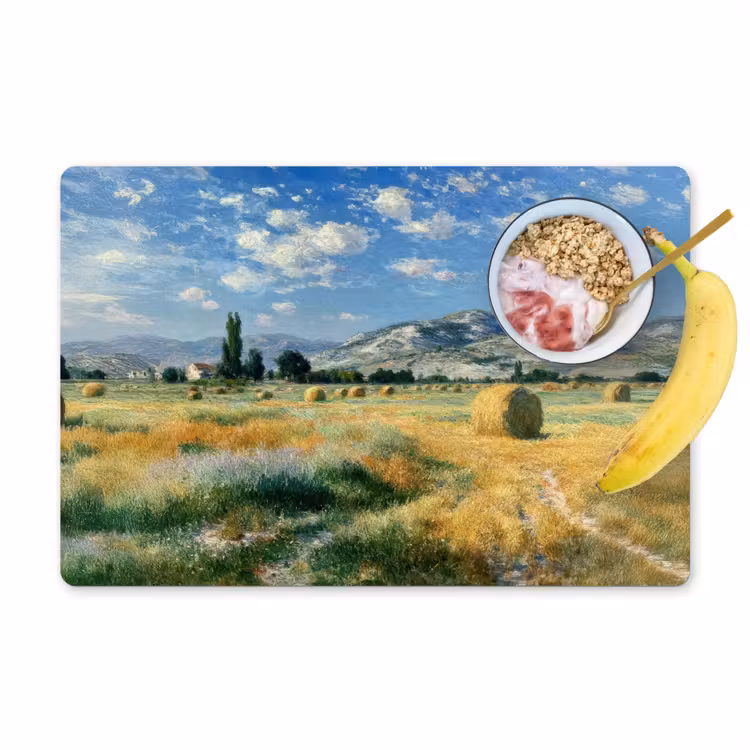 Placemat - 6 stuks - Landschap - Strobalen - Bergen - Wolken — 1