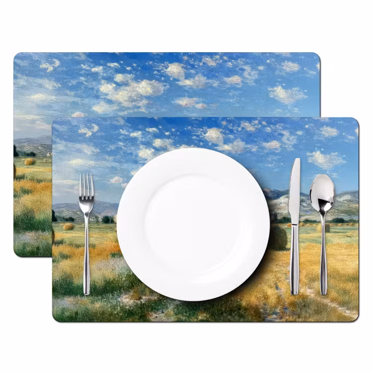 Placemat - 6 stuks - Landschap - Strobalen - Bergen - Wolken — 2