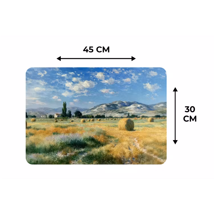Placemat - 6 stuks - Landschap - Strobalen - Bergen - Wolken — 3