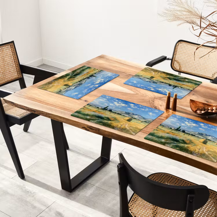 Placemat - 6 stuks - Landschap - Strobalen - Bergen - Wolken — 5