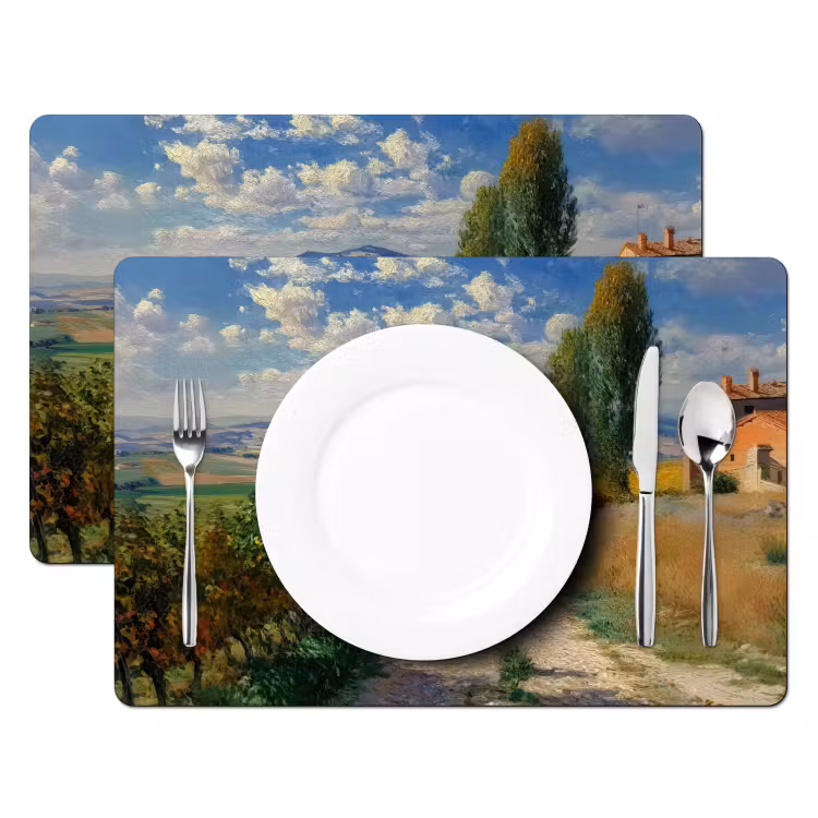 Placemat - 6 stuks - Mensen - Wandelen - Zandpad - Velden — 2