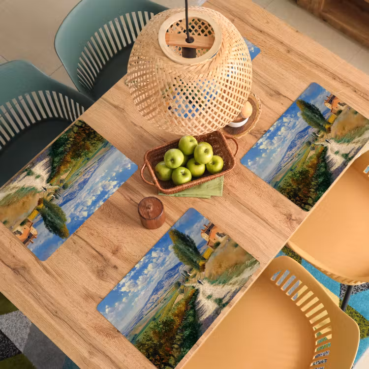 Placemat - 6 stuks - Mensen - Wandelen - Zandpad - Velden — 6