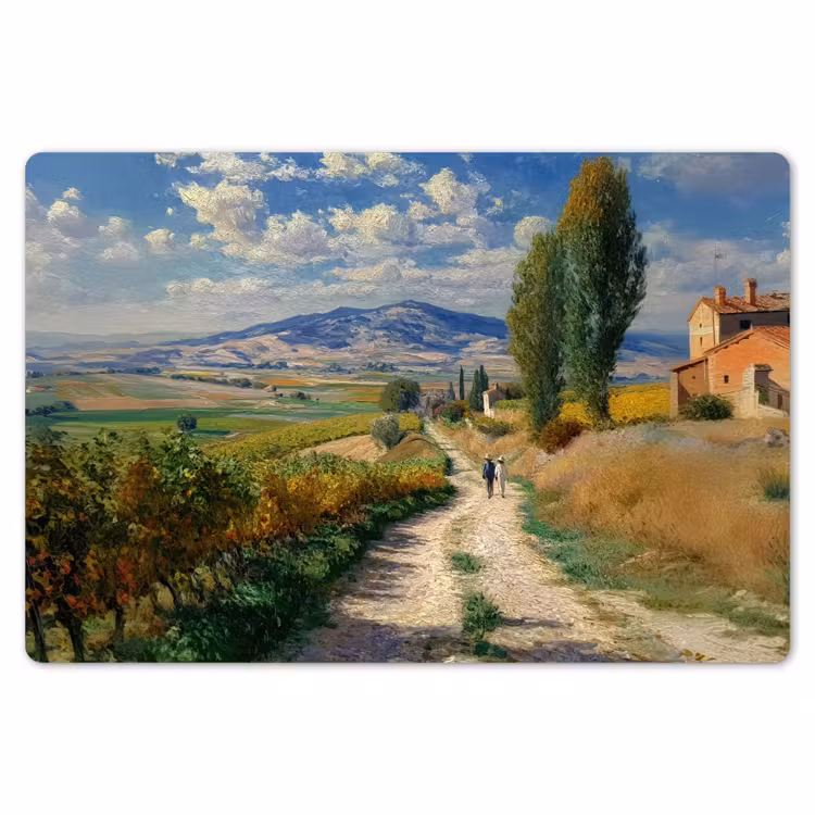 Placemat - 6 stuks - Mensen - Wandelen - Zandpad - Velden — 7