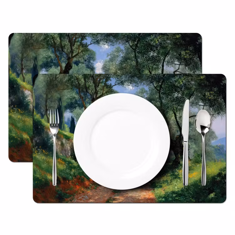 Placemat - 6 stuks - Pad - Bomen - Schaduw - — 2