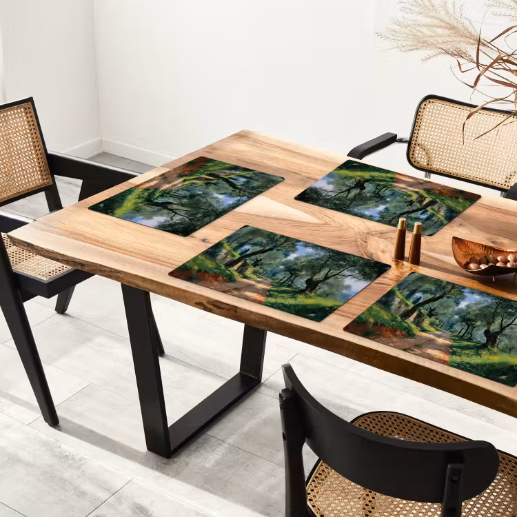 Placemat - 6 stuks - Pad - Bomen - Schaduw - — 5