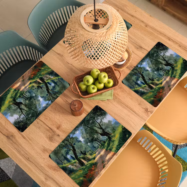 Placemat - 6 stuks - Pad - Bomen - Schaduw - — 6