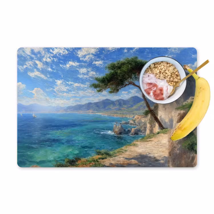 Placemat - 6 stuks - Rotsen - Kustlijn - Boom - Bergen — 1