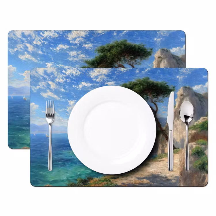 Placemat - 6 stuks - Rotsen - Kustlijn - Boom - Bergen — 2
