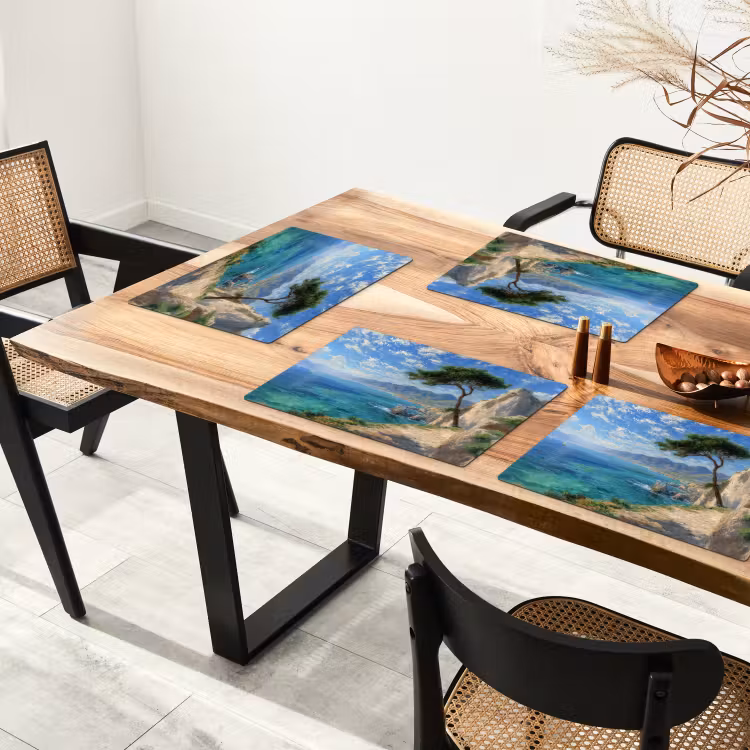Placemat - 6 stuks - Rotsen - Kustlijn - Boom - Bergen — 5