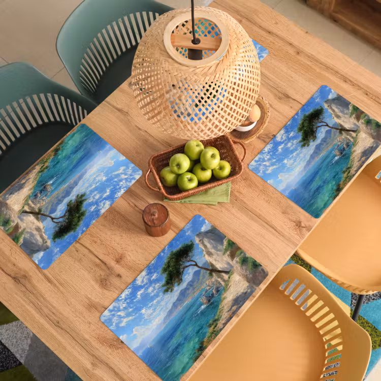 Placemat - 6 stuks - Rotsen - Kustlijn - Boom - Bergen — 6