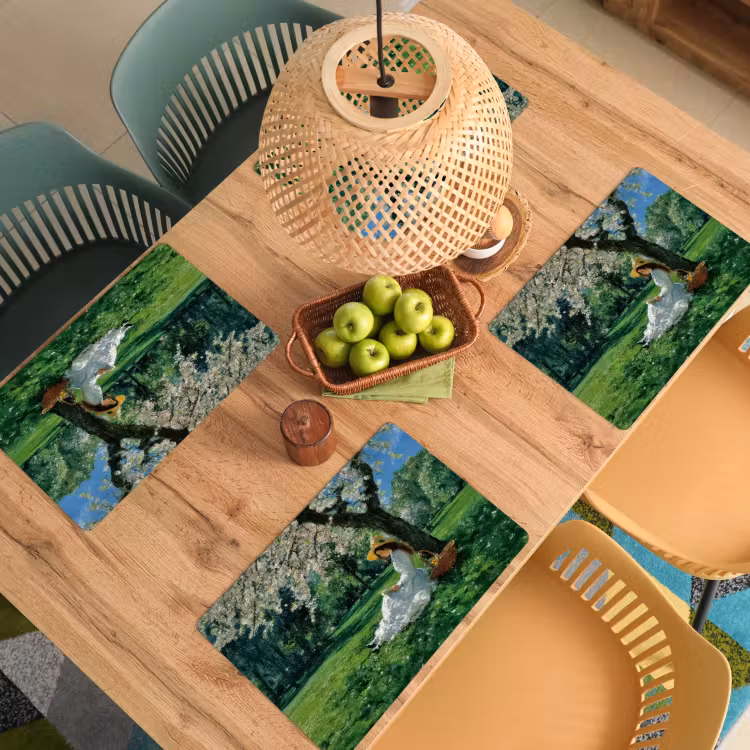 Placemat - 6 stuks - Vrouw - Boom - Boek - Mandje — 6