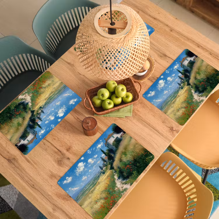 Placemat - 6 stuks - Zandpad - Huis - Bomen - Grasveld — 6