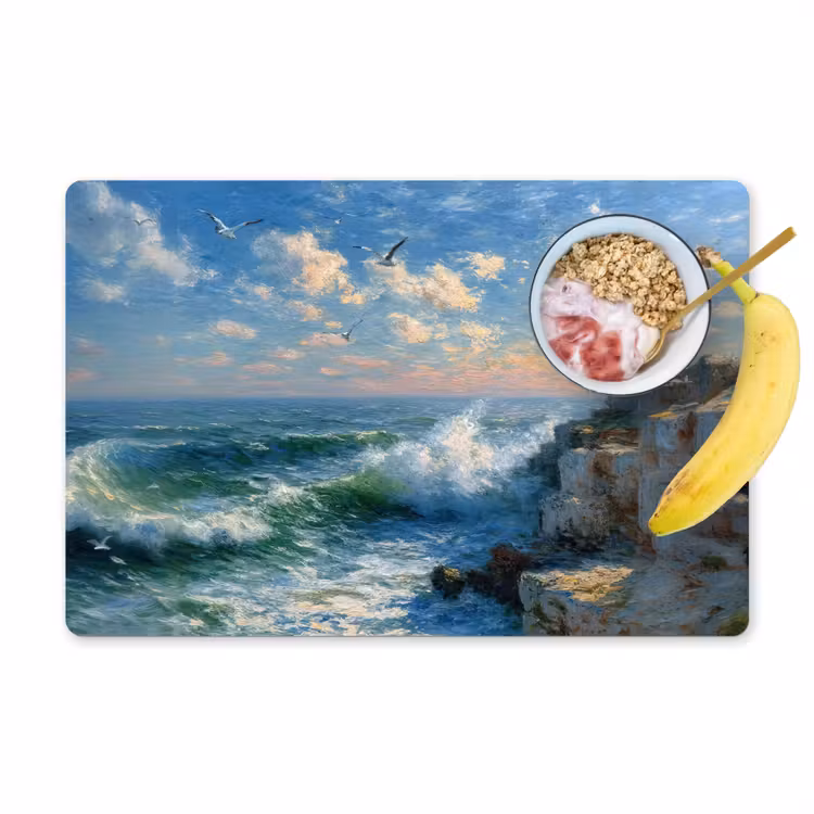 Placemat - 6 stuks - Zee - Golven - Rotsen - Meeuwen — 1