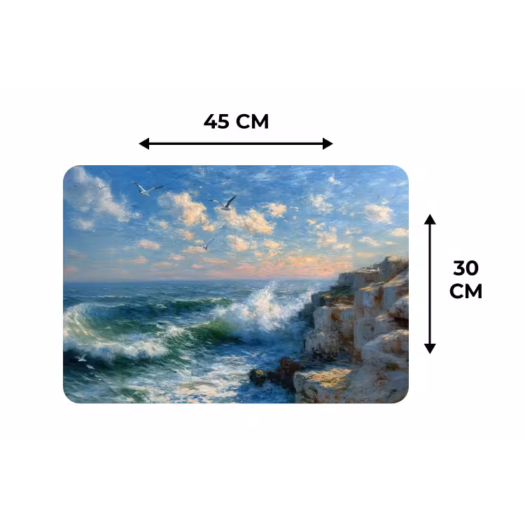 Placemat - 6 stuks - Zee - Golven - Rotsen - Meeuwen — 3