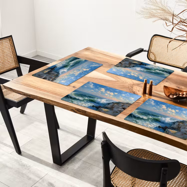 Placemat - 6 stuks - Zee - Golven - Rotsen - Meeuwen — 5