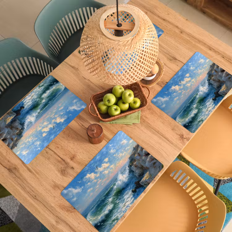 Placemat - 6 stuks - Zee - Golven - Rotsen - Meeuwen — 6