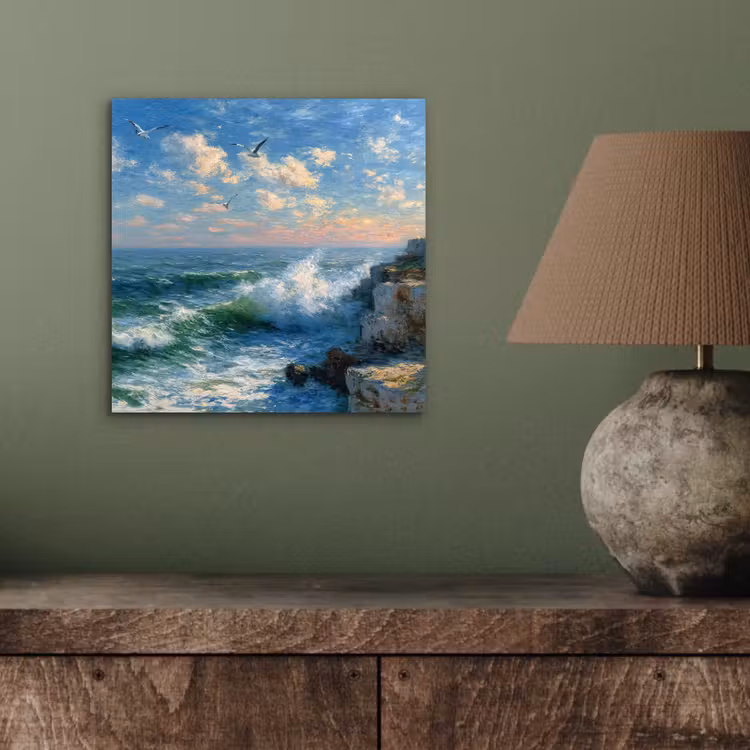 Aluminium schilderij - Zee - Golven - Rotsen - Meeuwen — 3
