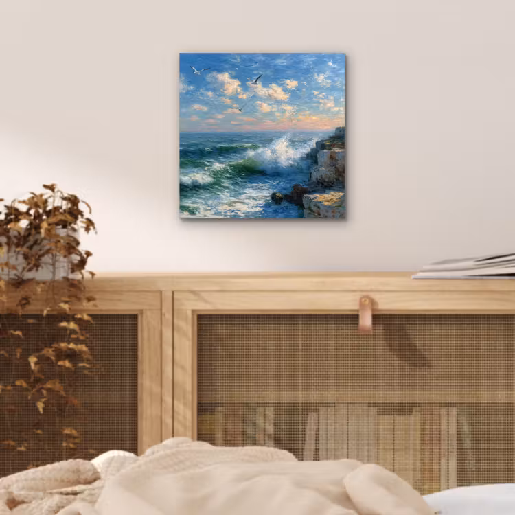 Aluminium schilderij - Zee - Golven - Rotsen - Meeuwen — 4