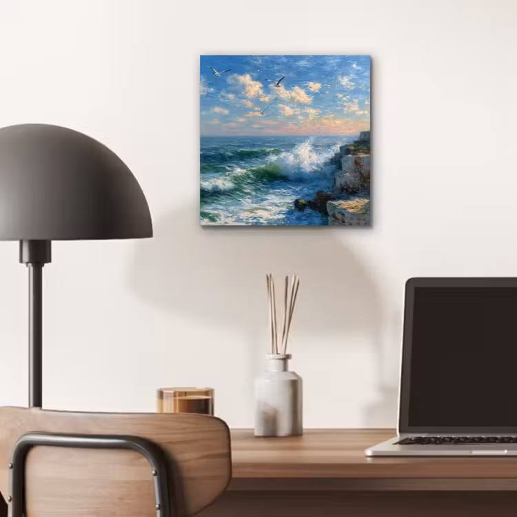 Aluminium schilderij - Zee - Golven - Rotsen - Meeuwen — 6