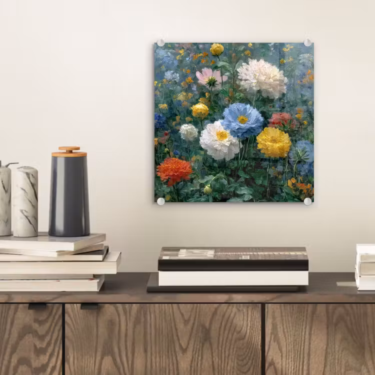 Glas schilderij - Close-up - Veld - Bloemen - Kleurrijk — 2