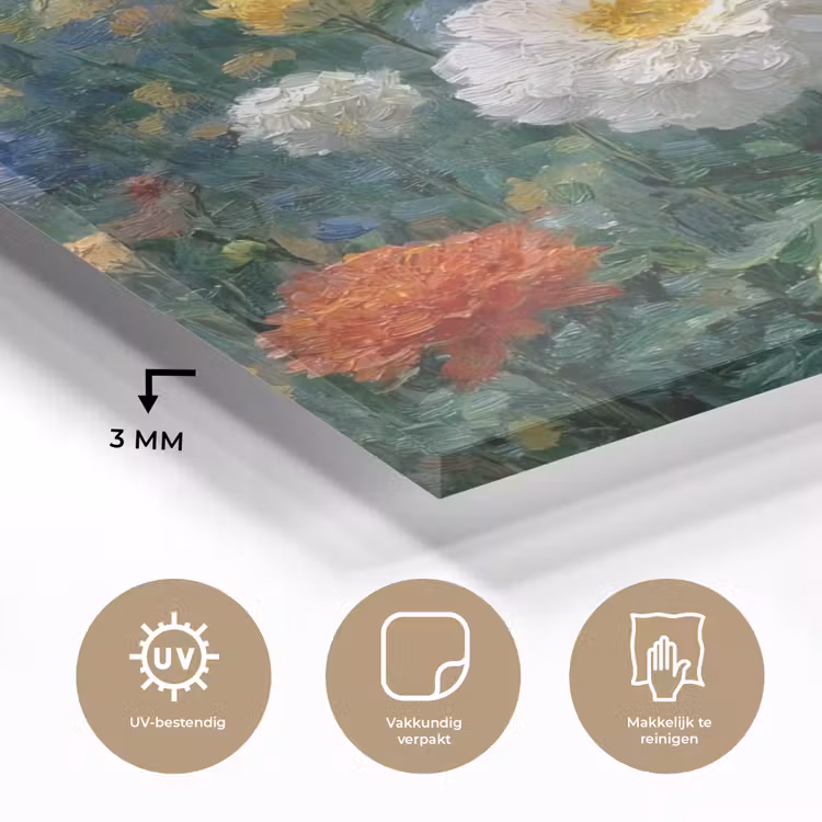 Glas schilderij - Close-up - Veld - Bloemen - Kleurrijk — 3