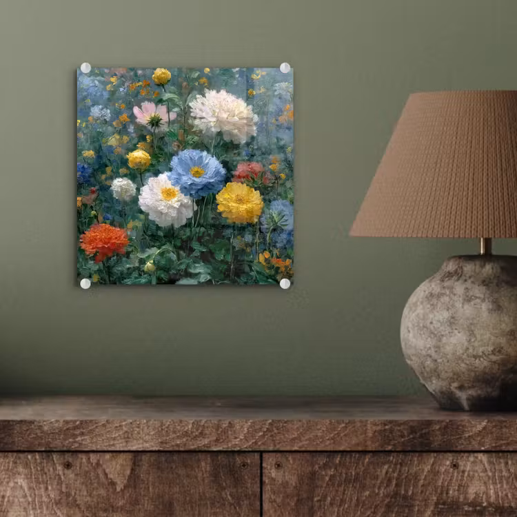 Glas schilderij - Close-up - Veld - Bloemen - Kleurrijk — 4