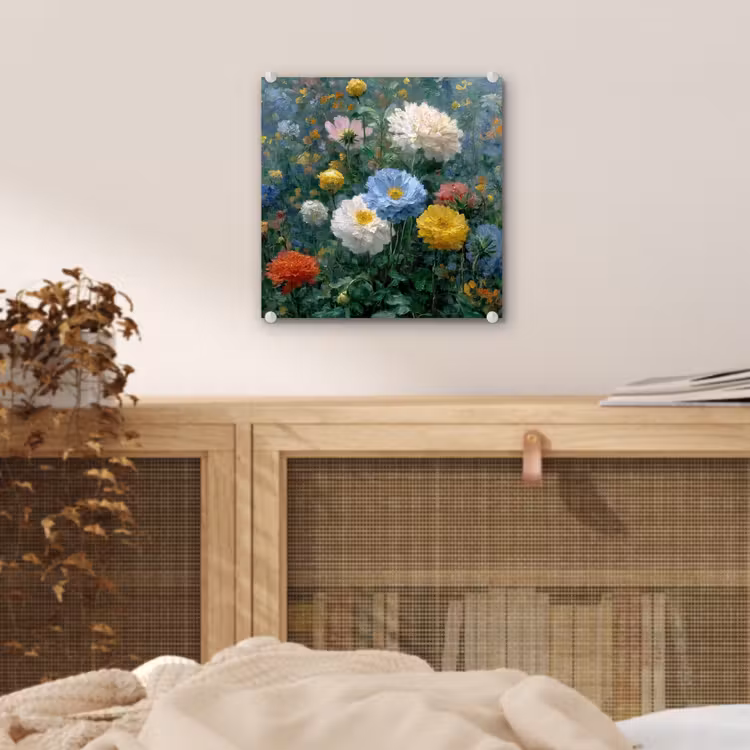 Glas schilderij - Close-up - Veld - Bloemen - Kleurrijk — 5