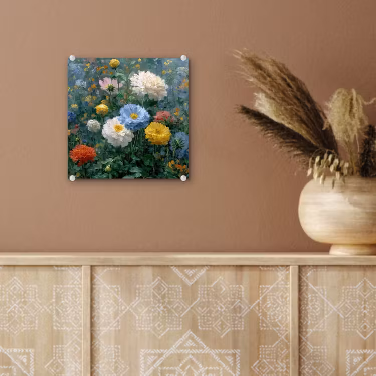 Glas schilderij - Close-up - Veld - Bloemen - Kleurrijk — 6
