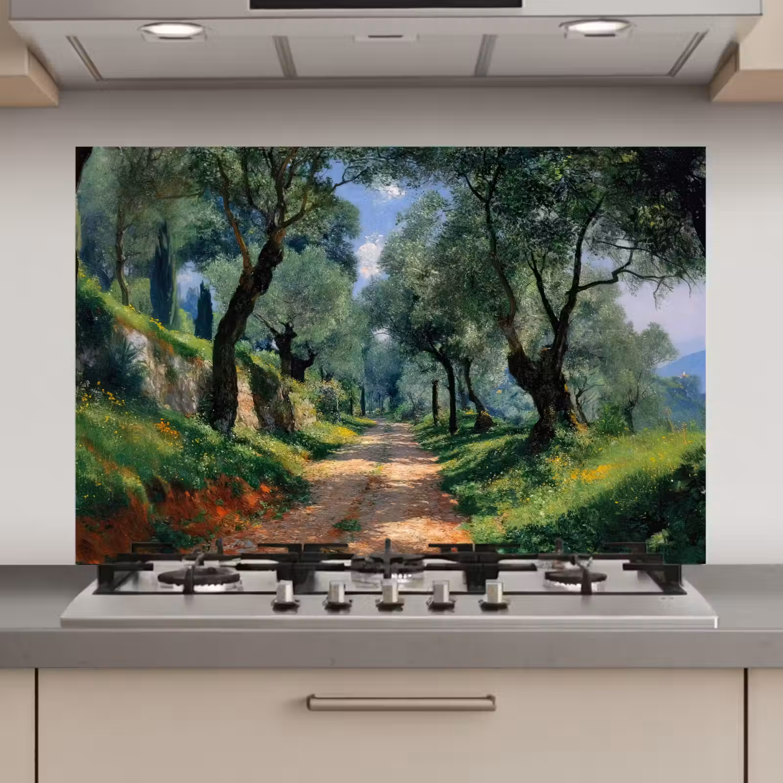 Spatscherm keuken - Pad - Bomen - Schaduw - — 1