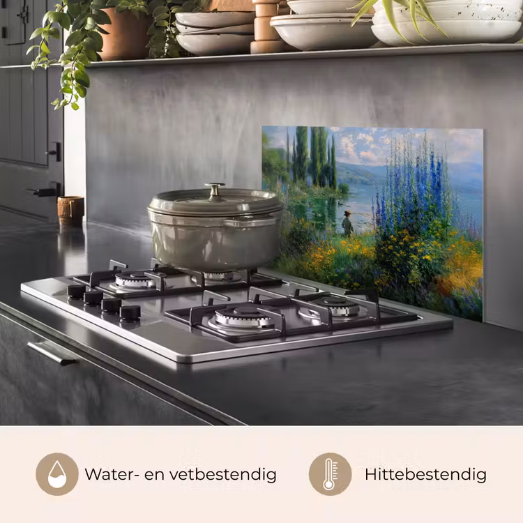 Spatscherm keuken - Bloemen - Meer - Bergen - Groen — 7
