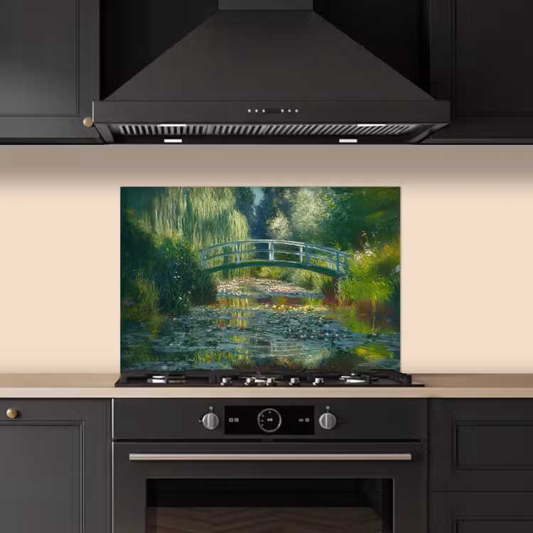 Spatscherm keuken - Brug - Hout - Vijver - Waterlelies — 2