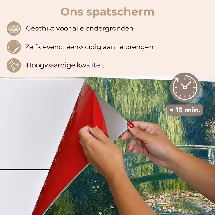 Spatscherm keuken - Brug - Hout - Vijver - Waterlelies — 4