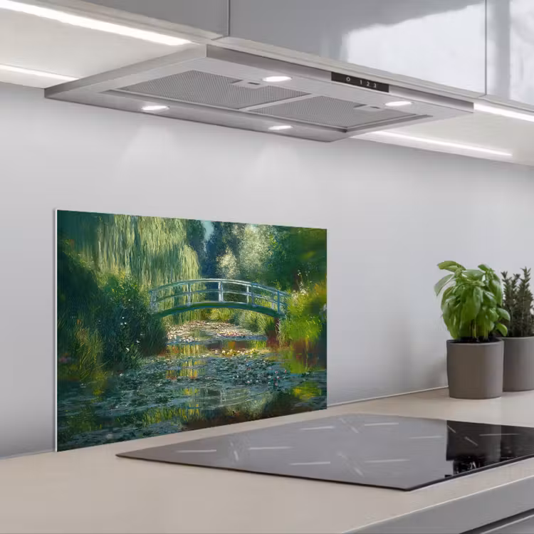 Spatscherm keuken - Brug - Hout - Vijver - Waterlelies — 5