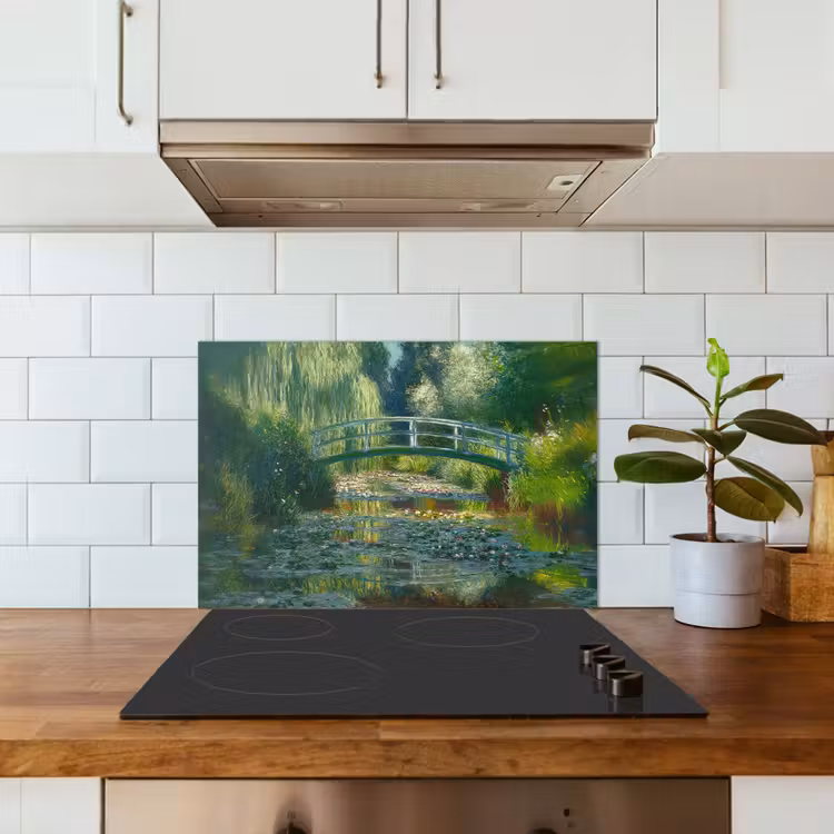 Spatscherm keuken - Brug - Hout - Vijver - Waterlelies — 6
