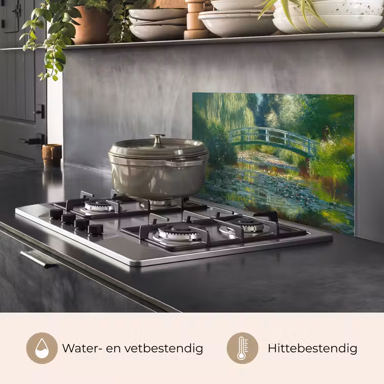 Spatscherm keuken - Brug - Hout - Vijver - Waterlelies — 7