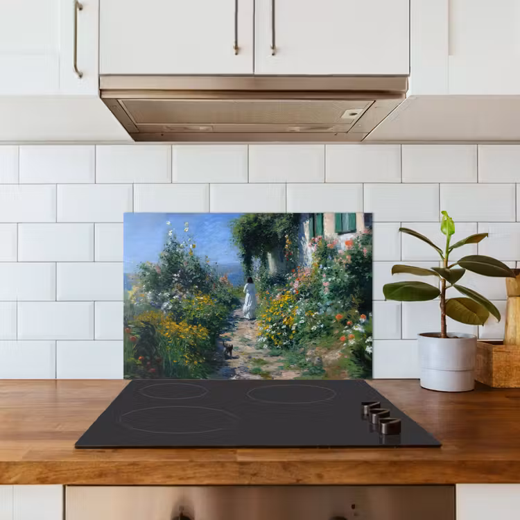 Spatscherm keuken - Kat - Vrouw - Bloemen - Huis — 6