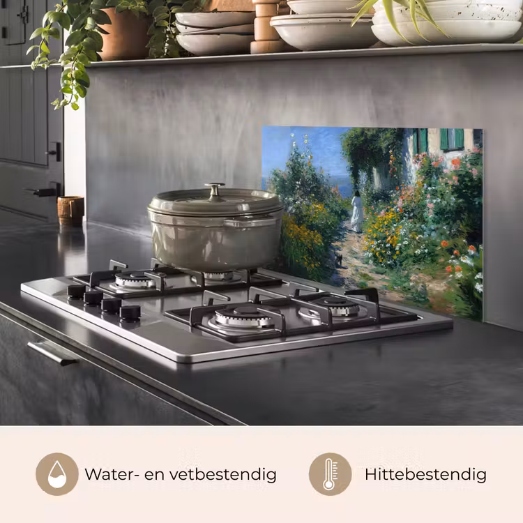 Spatscherm keuken - Kat - Vrouw - Bloemen - Huis — 7