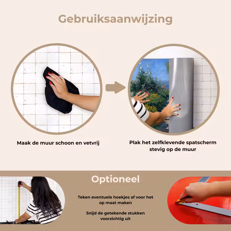 Spatscherm keuken - Kat - Vrouw - Bloemen - Huis — 8