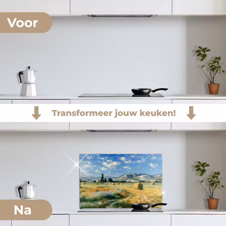 Spatscherm keuken - Landschap - Strobalen - Bergen - Wolken — 3