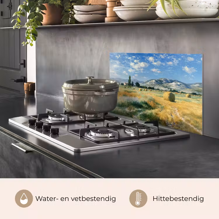 Spatscherm keuken - Landschap - Strobalen - Bergen - Wolken — 7