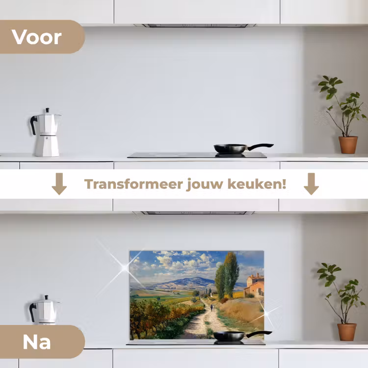 Spatscherm keuken - Mensen - Wandelen - Zandpad - Velden — 3
