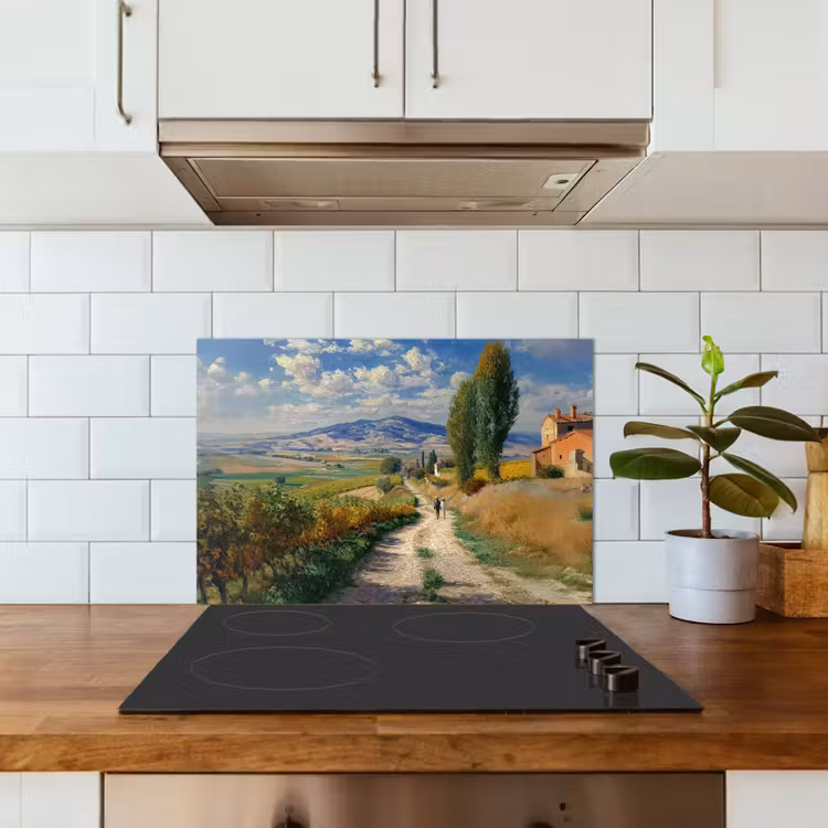 Spatscherm keuken - Mensen - Wandelen - Zandpad - Velden — 6