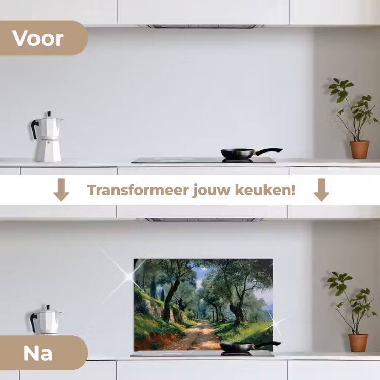 Spatscherm keuken - Pad - Bomen - Schaduw - — 3