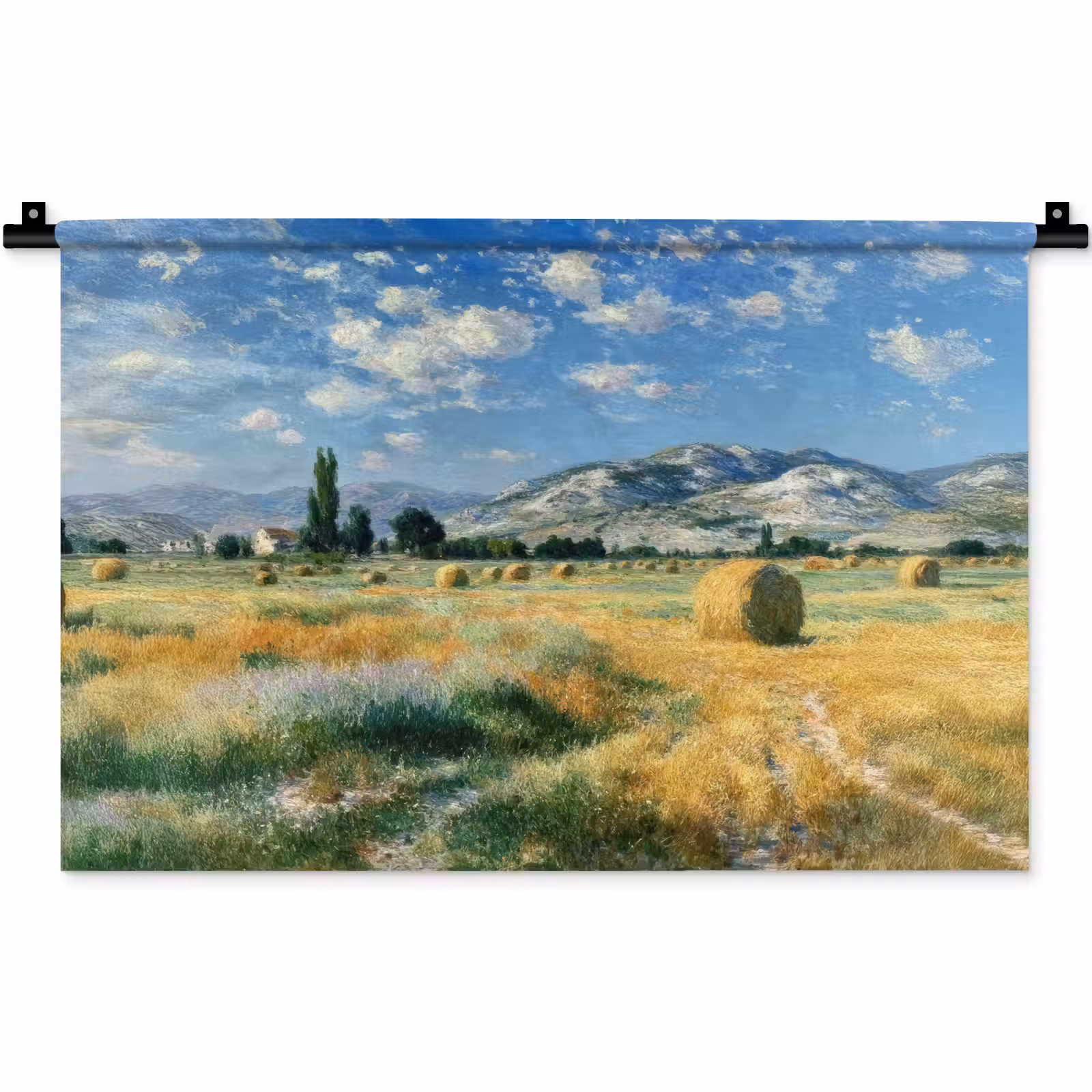 Wandkleed - Landschap - Strobalen - Bergen - Wolken — 1