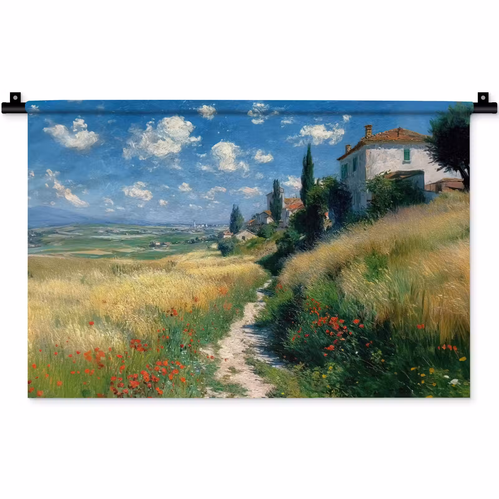 Wandkleed - Zandpad - Huis - Bomen - Grasveld — 1