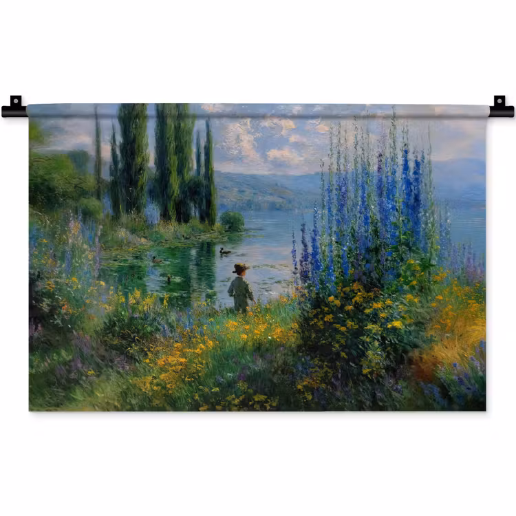 Wandkleed - Bloemen - Meer - Bergen - Groen — 1