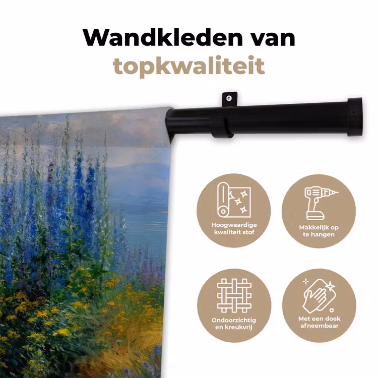Wandkleed - Bloemen - Meer - Bergen - Groen — 3